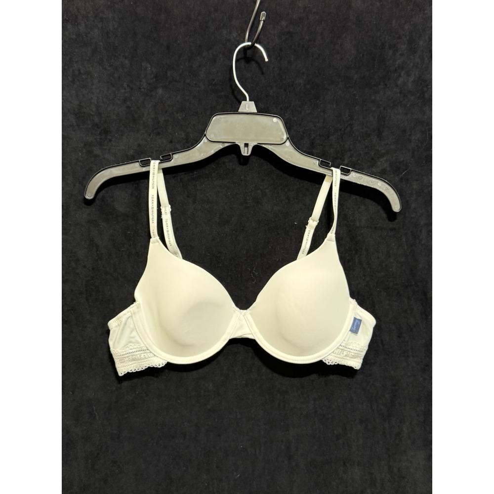 Tommy Hilfiger White‎ Lace Trim T-Shirt Bra Padded Underwire Size 36B